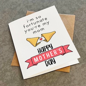Carte de fête des mères Fortune Cookie - Joli cadeau pour maman - La chance que tu sois ma maman - Maman porte-bonheur