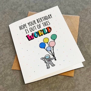 Jolie carte d'anniversaire pour les fans d'astronautes et de voyages dans l'espace, les étoiles et l'univers - Carte de voeux Punny sur le thème de l'espace