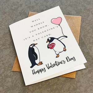 Carte de Saint-Valentin pingouin mignon - dandinez-vous bien, vous savez que c'est une carte de Saint-Valentin - adorable cadeau du jour V pour elle - blague papa Saint-Valentin