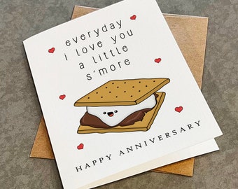 Funny Chocolate Anniversary Card, Delightful Anniversary Card For Boyfriend or Husband, First Year Anniversary Gift For Him, Smore Greeting