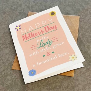 Carte de fête des mères gracieuse pour maman, jolie carte de fête des mères pour femme, belle carte de fête des mères pour elle