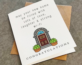 New Home Congratulations Card, Funny Congrats Card For New House. Cute Housewarming Card For New Home Owner, New Apartment Card