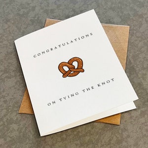 Pretzel Card, Wedding Congratulations Card For Her, Funny Tying The Know Pun Card, Hilarious Congrats Card For New Married Couple,