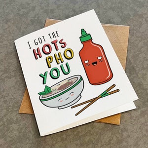 Cute Valentine's Day Card - I Got The Hots Pho You - Pho Lovers - Funny Pun Greeting Card - Cute Valentines Day Card