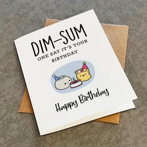 Carte d'anniversaire amusante pour gourmets, anniversaire sur le thème de la cuisine asiatique pour les fans de dim sum, adorable voeux d'anniversaire pour meilleur ami - carte A2 mate