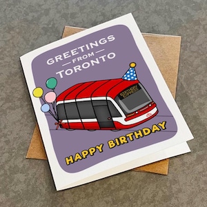 Carte d'anniversaire géniale de la part d'un autre torontois, salutations de Toronto, carte d'anniversaire de la ligne rouge du train de Toronto pour la famille et les amis