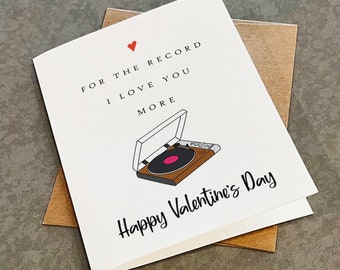 Record Collector Valentine's Card For Boyfriend, Cute V-Day Gift For Vinyl Collector, Record Player Card For Significant Other