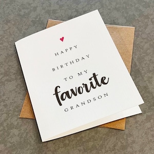 Carte d'anniversaire préférée pour petit-fils - Carte de voeux d'anniversaire douce et simple pour petit-fils - Belle carte-cadeau d'anniversaire pour nouveau-né