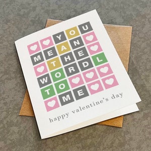 Happy Valentine's Day Wordle Card, You Mean The Wordl To Me, Funny Valentines Day Card For Girlfriend, Word Puzzle V-Day Card For Her