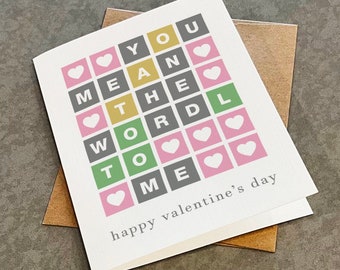 Happy Valentine's Day Wordle Card, You Mean The Wordl To Me, Funny Valentines Day Card For Girlfriend, Word Puzzle V-Day Card For Her