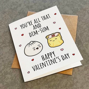 Jolie carte de Saint-Valentin Dim Sum pour petit ami - Carte de Saint-Valentin drôle - Tout ça et Dim Sum - Carte de V pour femme
