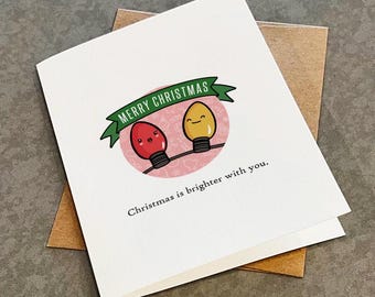 Lighthearted & Wholesome Christmas Card: "Christmas Is Bright With You" Holiday Greeting For New Relationship