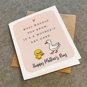 Carte de fête des mères sur le thème canard dandinant mignon - carte de voeux drôle de blague de papa pour la fête des mères - carte de voeux génial pour maman