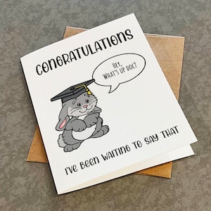 Carte de remise des diplômes docteur - carte de remise des diplômes amusante pour titulaire d'un doctorat - remise des diplômes lapin