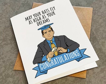 May Your Hats Fly As High As Your Dreams - Funny Graduation Card - Greeting Card