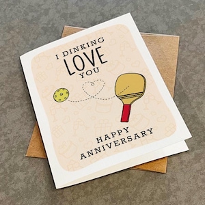 Carte d'anniversaire de ma femme à mon mari Je t'aime, carte de voeux d'anniversaire pour couple pickle-ball, carte de voeux A2 blanc mat