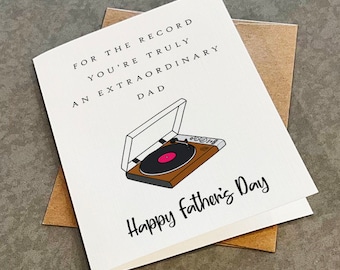 An Extraordinary Dad Fathers Day Card: Retro Turntable Vinyl Record Collector Greeting Card