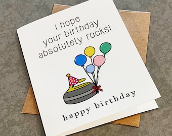Curling Birthday Card: 'Hope Your Birthday Rocks!'