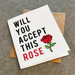 Accepterez-vous cette rose - Jolie carte de Saint-Valentin - Carte de voeux de télé-réalité - Carte pour fan de télé-réalité - Carte de voeux A6