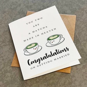 Jolie carte de félicitations pour couple nouvellement marié, carte de félicitations de mariage Match Made in Heaven, carte de voeux pour la meilleure amie, meilleure amie