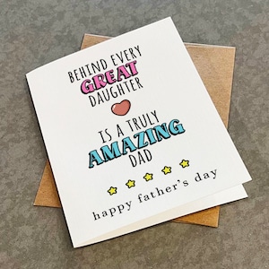 Carte de voeux drôle de père et de fille pour la fête des pères, carte de voeux pleine d'esprit et mignonne pour papa, carte de voeux A2 blanc mat