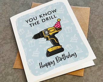 Funny Handyman Birthday Card: Power Drill Greeting for Dad
