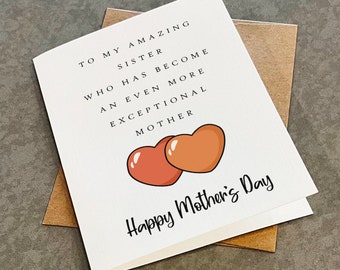 Exceptional Sister Mother's Day Card,  Lovely Mothers Day Card From Sister To Sister, Cute Mothers Day Card