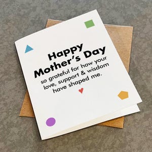 Carte de fête des mères reconnaissante, carte de voeux sentimentale pour la fête des mères pour maman, amour, soutien et sagesse d'une mère - carte de voeux blanc mat