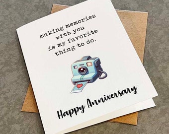 Making Memories Anniversary Card, Romantic Anniversary Greeting Card For Photographer, Vintage Camera Greeting Card For Wife