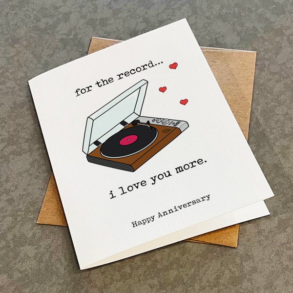 Funny Anniversary Card For Boyfriend, Cute Anniversary Card For Vinyl Collector, Anniversary Card For Him, Record Player Card For Husband
