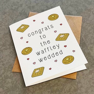 Jolie carte pour un couple marié, carte de félicitations pour le mariage gaufre, carte de mariage drôle, carte de félicitations pour la meilleure amie, nouveaux mariés