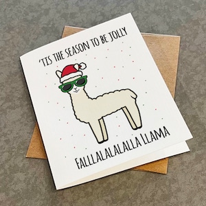 C'est la saison carte de Noël lama - carte de vœux mignon jeu de mots pour votre amitié - carte de voeux