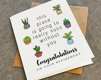 Funny Plant Retirement Card: Succulent Pun for Coworker