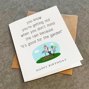 Carte d'anniversaire amusante pour jardinier amateur - Carte de voeux d'anniversaire pour parents ou grands-parents vieillissante - Carte de voeux A2 blanc mat