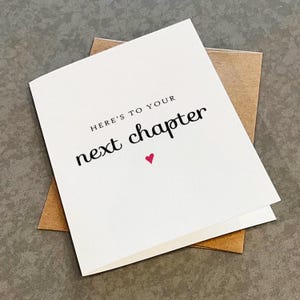 Carte de voeux élégante pour la retraite, carte de voeux pour votre prochain chapitre, carte de nouvel emploi, carte de travail de départ douce-amère pour collègue, carte de bonne chance