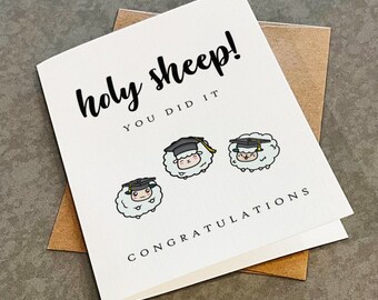 Funny Graduation Card: Holy Sheep Pun - Daughter, Friend
