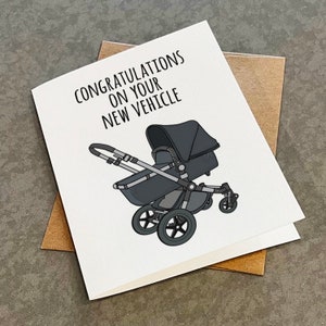 Carte de félicitations pour les nouveaux parents - Carte pour la nouvelle maman Carte drôle pour le nouveau papa - Carte de baby shower - Carte de révélation de sexe pleine d'esprit - Nouvelle poussette