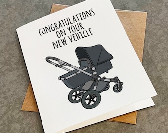 Congratulations Card For New Parents - Card For New Mom Funny Card For New Dad - Baby Shower Card - Witty Gender Reveal Card - New Stroller