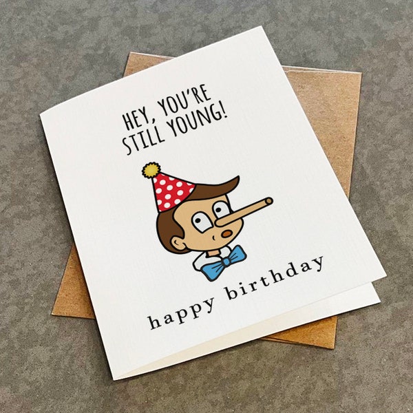 Funny Wooden Puppet Birthday Card For - Classic Fairy Tale Birthday Card - Birthday Greeting For Husband - Witty Birthday Card