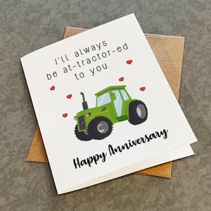 Carte d'anniversaire de tracteur agricole, cadeau d'anniversaire de blague de jeu de mots hilarant pour le mari d'agriculteur, cadeau d'anniversaire plein d'esprit