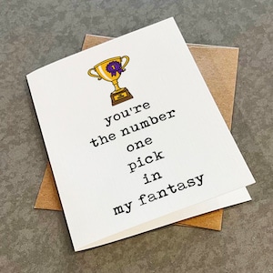 Carte de Saint-Valentin pour joueur de sport Fantasy - Carte de voeux amusante pour petit ami - Football Fantasy League - Optimisation des statistiques