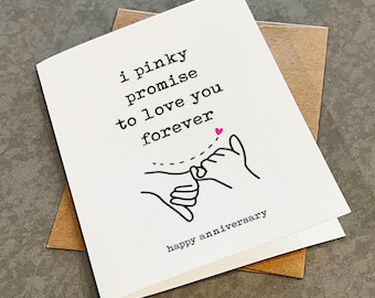 Pinky Promise Anniversary Card - Adorable Anniversary Gift For Girlfriend - Cute Anniversart Present For Her - Greeting Card For Husband