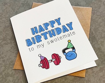 Funny Swolemate Birthday Card: Gym Workout Partner Gift