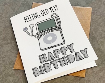 Funny Retro MP3 Player Birthday Card: For Brother or Husband