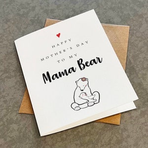 Carte de fête des mères maman ours, adorable cadeau de fête des mères, à ma maman ours, joli cadeau de fête des mères