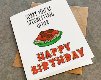 Funny Spaghetti Birthday Card: Foodie Pasta Pun