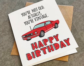 Funny Vintage Car Birthday Card for Dad or Grandpa