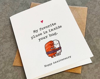 In Your Hug Cute & Sentimental Anniversary Card For Husband, Cute Foodie Anniversary Card For Girlfriend, Funny Anniversary Card For Him