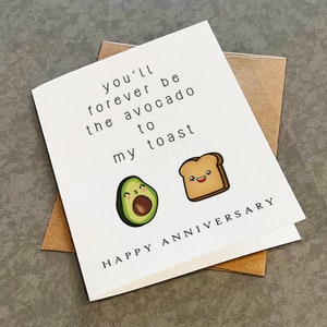 Carte d'anniversaire de toast à l'avocat, jolie carte de joyeux anniversaire pour couple végétarien ou végétalien, carte d'anniversaire de gourmet drôle pour elle,