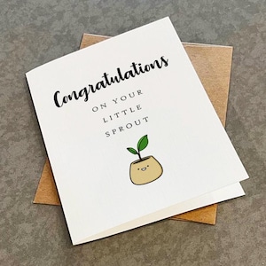 Carte de félicitations Little Sprout pour couple, jolie nouvelle maman, carte de voeux d'adorable plante en pot pour les nouveaux parents